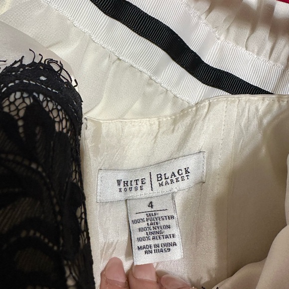 White House Black Market Elegant Black and Cream Lace Dress - Picture 3 of 3
